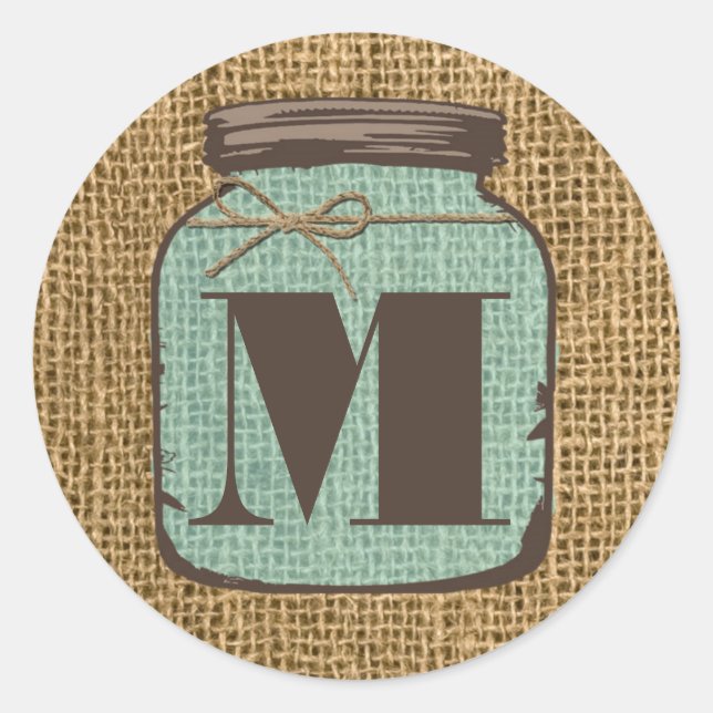 20 - 1,5 Umschlag Aufkleber Mason Jar Burlap Count (Vorderseite)