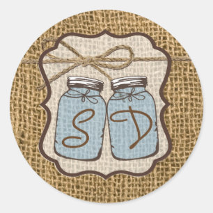 20 - 1,5 Umschlag Aufkleber Mason Jar Burlap Count