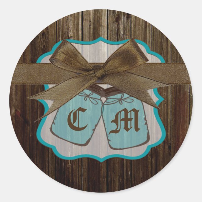 20 - 1,5 Umschlag Aufkleber Mason Jar Initials Rus (Vorderseite)