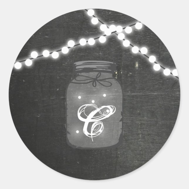 20 - 1,5 Umschlag Aufkleber Mason Jar String Light (Vorderseite)