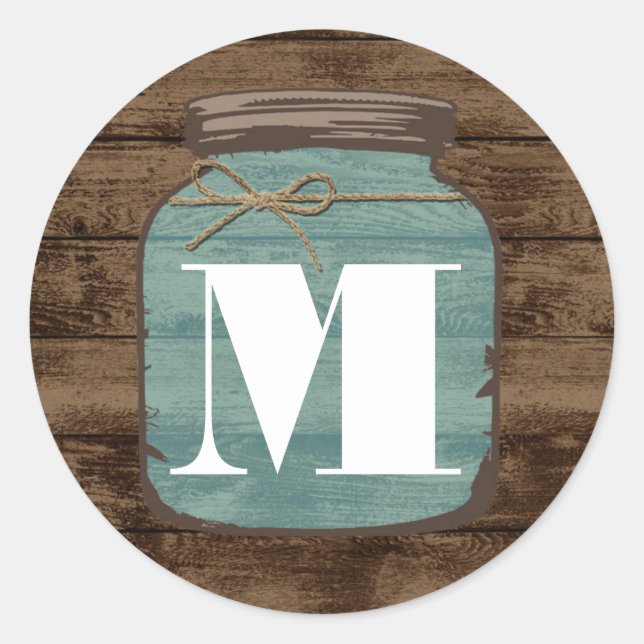 20 - 1,5 Umschlag Aufkleber Mason Jar Wood Country (Vorderseite)