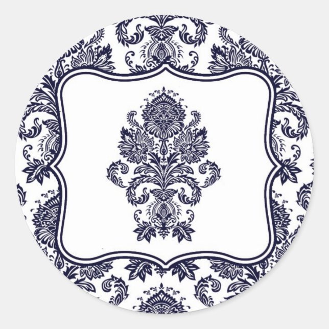 20 - 1,5 Umschlag Aufkleber Navy Blue Damask Lace (Vorderseite)