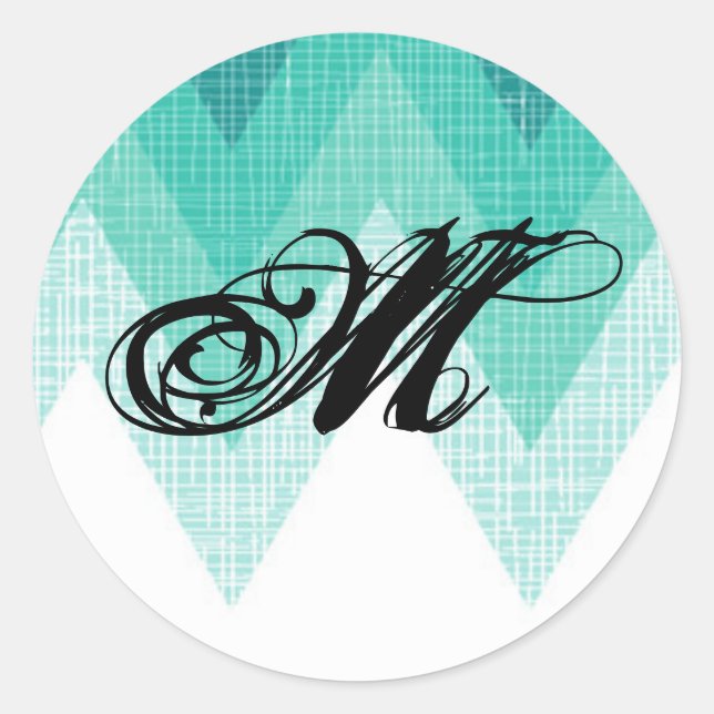 20 - 1,5 Umschlag Aufkleber Ombre Aquamarin Zickza (Vorderseite)