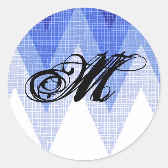 20 - 1,5 Umschlag Aufkleber Ombre Blue Zickzack (Vorderseite)