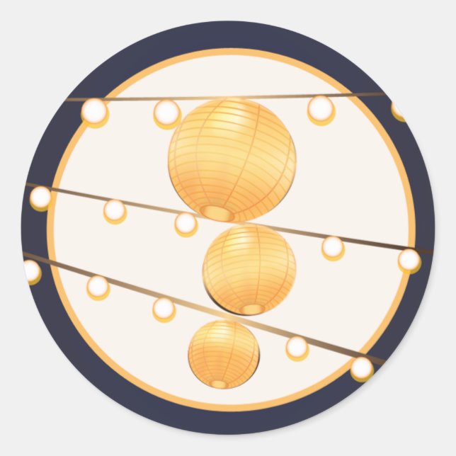 20 - 1,5 Umschlag Aufkleber Papierlampen auf blau (Vorderseite)