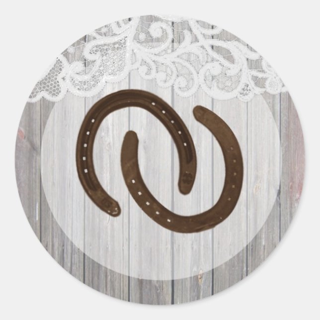 20 - 1,5 Umschlag Aufkleber Pferdeschuhe auf Holzs (Vorderseite)