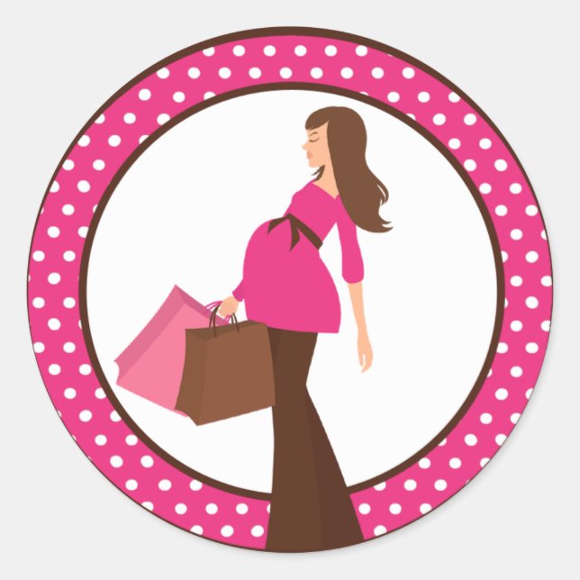 20 - 1,5" Umschlag Aufkleber Pink Mod Mama Polka D (Vorderseite)