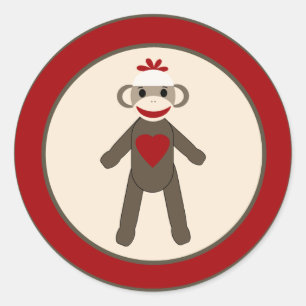 20 - 1,5" Umschlag Aufkleber Red Sock Monkey