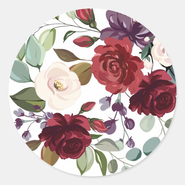 20 - 1,5 Umschlag Aufkleber Rose auf Weiß mit Gold (Vorderseite)