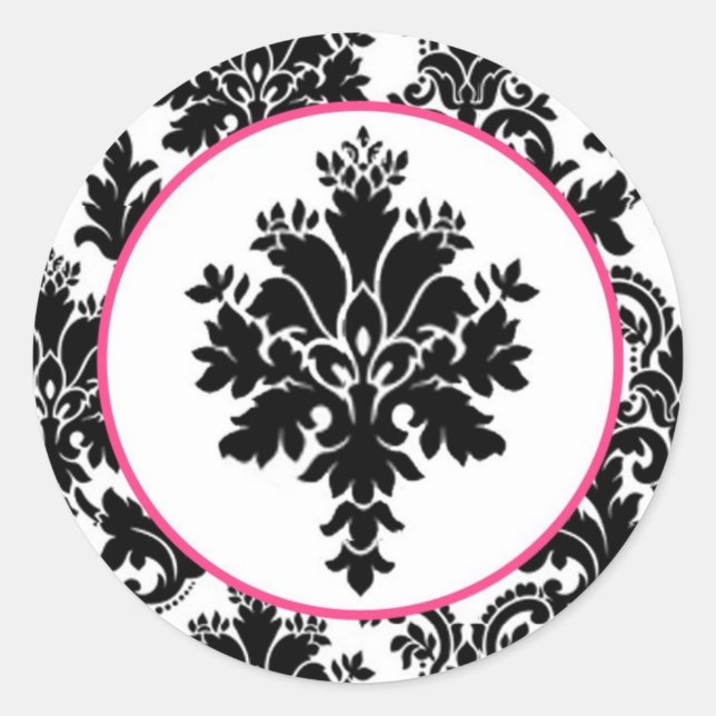 20 - 1,5 Umschlag Aufkleber Schwarz-Pink-Damassohl (Vorderseite)