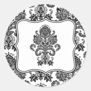 20 - 1,5 Umschlag Aufkleber Schwarz-weiße Damaskal