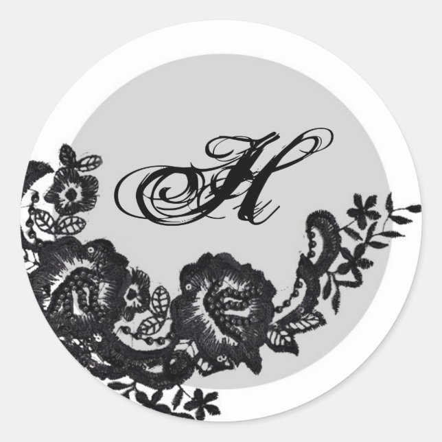 20 - 1,5 Umschlag Aufkleber Schwarze Spitze Damask (Vorderseite)