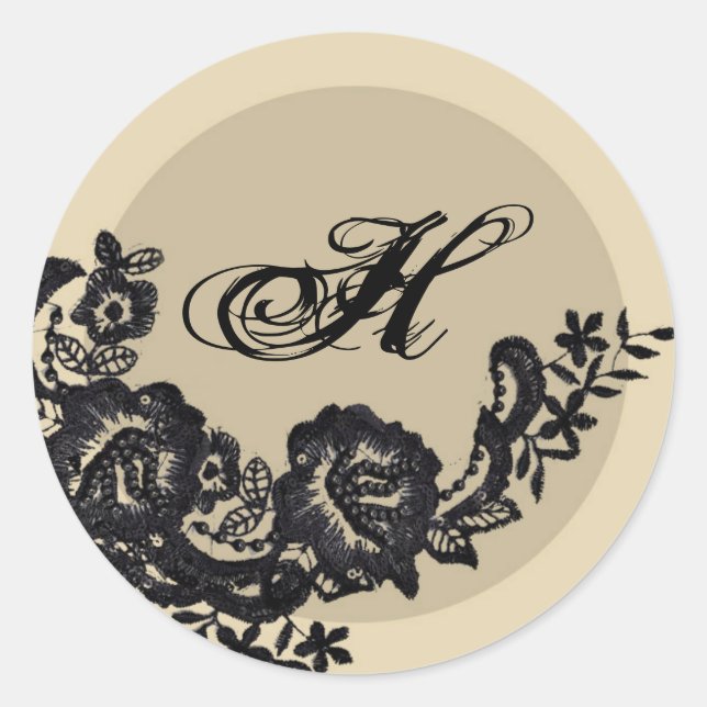 20 - 1,5 Umschlag Aufkleber Schwarze Spitze Damask (Vorderseite)