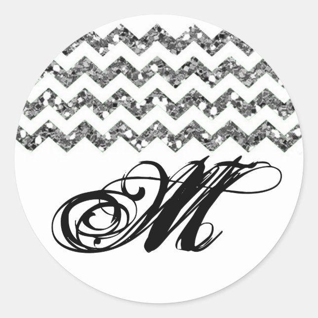 20 - 1.5 Umschlag Aufkleber Silv Glitzer Zickzack  (Vorderseite)