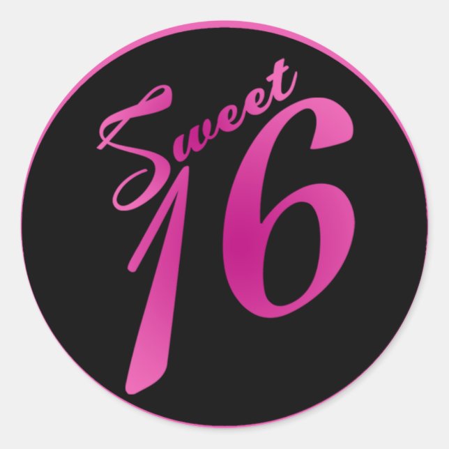 20 - 1,5" Umschlag Aufkleber Sweet 16 Pink Black P (Vorderseite)