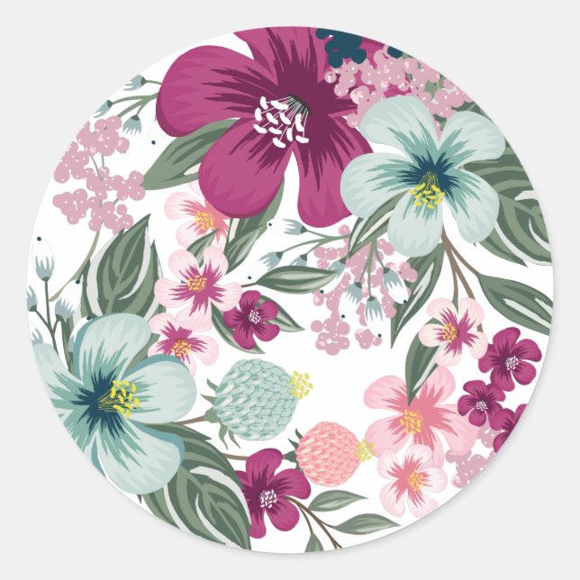 20 - 1,5 Umschlag Aufkleber Tropische Blume auf We (Vorderseite)