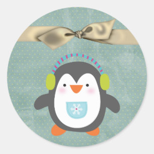 20 - 1,5" Umschlag Aufkleber Weihnachtspenguin