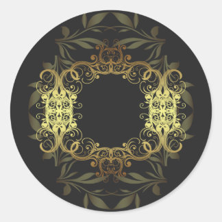 20 - 1,5" Umschlag Gold und schwarze Damaskus Runder Aufkleber