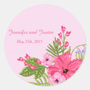 20 - 1,5 Zoll Umschlag Aufkleber Rosa Hibiskus Haw