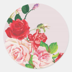 20 - 1,5 Zoll Umschlag Aufkleber Rosa und Rote Ros
