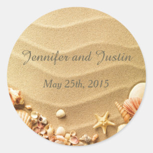 20 - 1,5 Zoll Umschlag Aufkleber Seashell Beach Sa