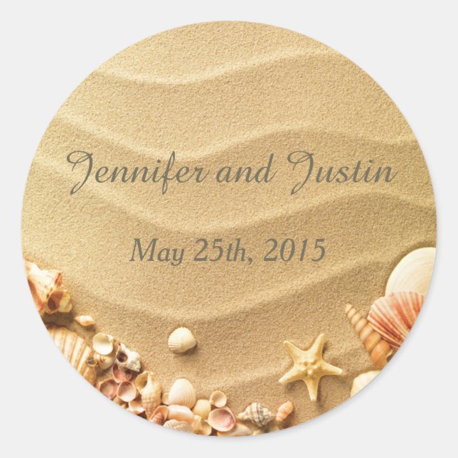 20 - 1,5 Zoll Umschlag Aufkleber Seashell Beach Sa (Vorderseite)