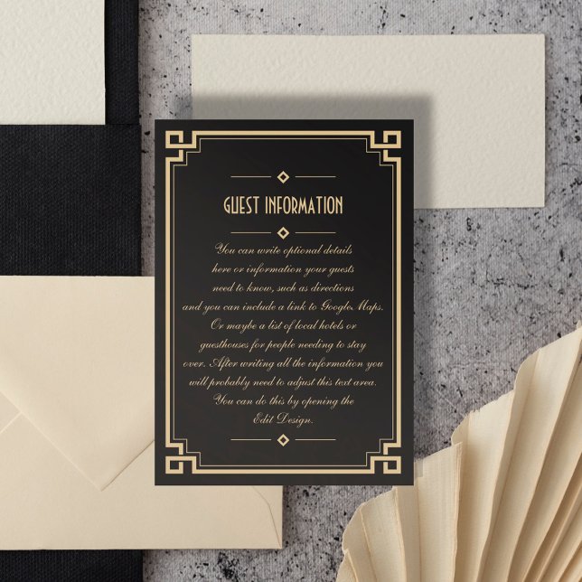 20 Art Deco Dark Frame Wedelkarte Begleitkarte (Von Creator hochgeladen)