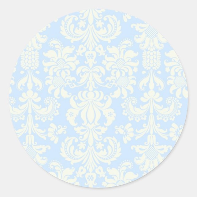 20 Blau/Weiß Damaske Hochzeitsstich Umschlag Aufkl Runder Aufkleber (Vorderseite)