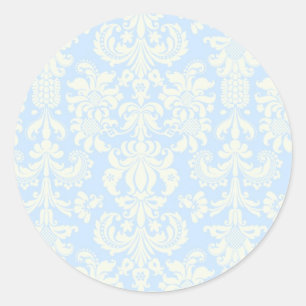20 Blau/Weisse Damast Hochzeit Briefumschlag Siege Runder Aufkleber