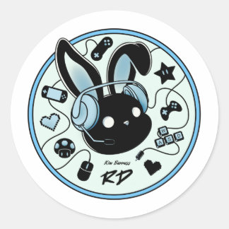 20 Blue RabbitzDen Gamer Logo-Aufkleber Runder Aufkleber