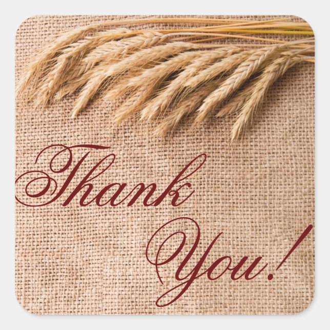 20 Danke, dass ihr Sticker Wheat on Burlap Sack Co (Vorderseite)