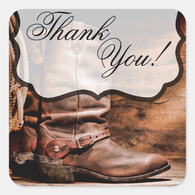 20 Danke Stickers Cowboy Boots Barn Wood Rusti (Vorderseite)