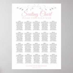 20 einfache Tabelle Rosa und Grau Hochzeitstabelle Poster