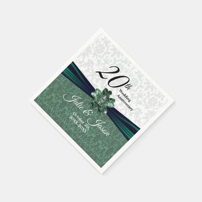 20. Emerald Damask Hochzeitstag Serviette (Ecke)