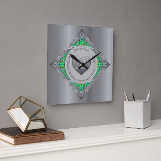 20. Emerald Wedding Jubiläum Quadratische Wanduhr