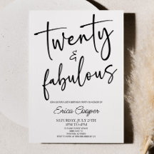 20 & Fabulous Minimal 20. Geburtstagsparty