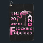 20 Flocking Fabulous Years Pink Flamingo Golfhandtuch<br><div class="desc">20 Flocking Fabulous Years Pink Flamingo</div>