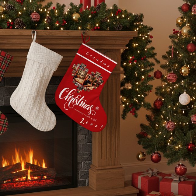 20 Foto Collage Herz, Oma, Opa, Mama, Vater Großer Weihnachtsstrumpf (Von Creator hochgeladen)