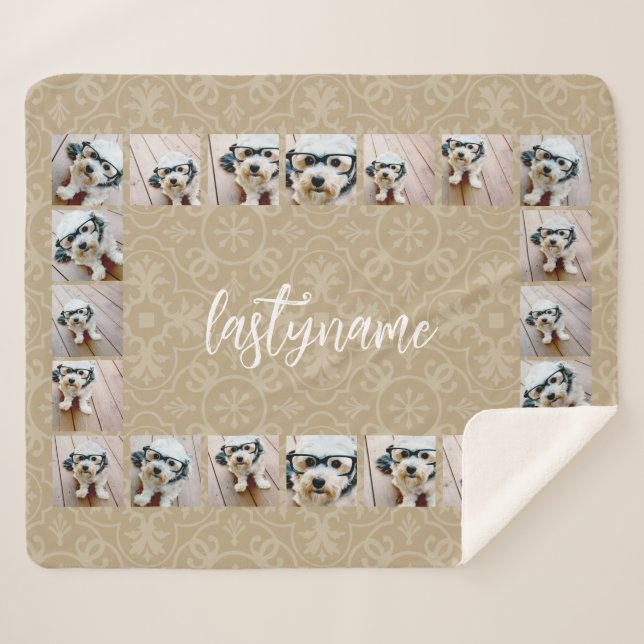 20 Foto Collage mit modernem Musterskriptnamen Sherpadecke (Vorderseite (Horizontal))