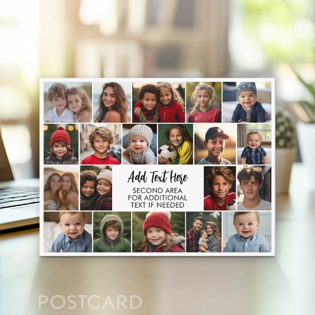 20-Foto-Collage mit Text in der Mitte Postkarte (Photo Postcard - Customize with your favorite photos)