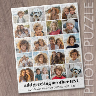 20-Foto-Collage - Raster mit Text - weiß Puzzle