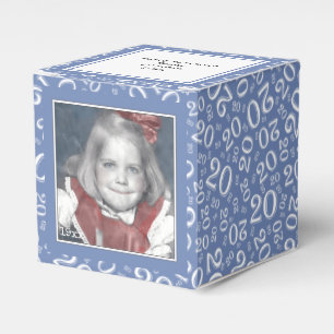 20. Foto Keepake - Blau/Weiß Zahlenmuster Geschenkschachtel