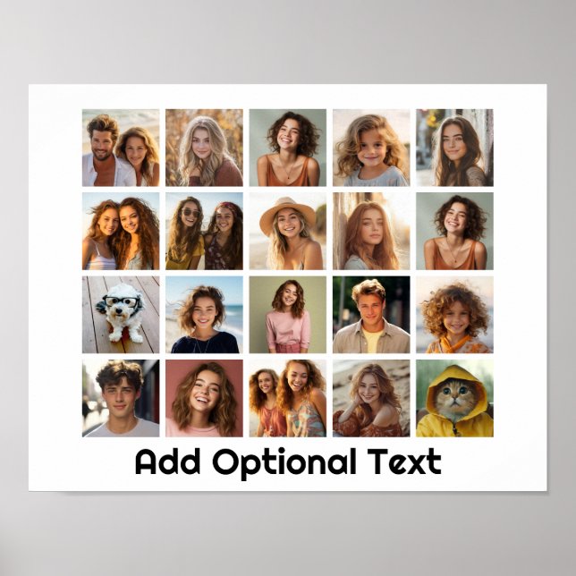 20-Foto-Raster-Collage - Weiß - Mod-Typ Schwarz Poster (Vorne)