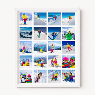 20 Foto-Raster-Collage Weiß Poster