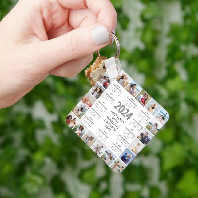 20 FotoCollage 2024 Jahr im Überblick Schlüsselanhänger (Hand)