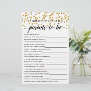 20 Fragen über die Eltern Baby Shower Spiel
