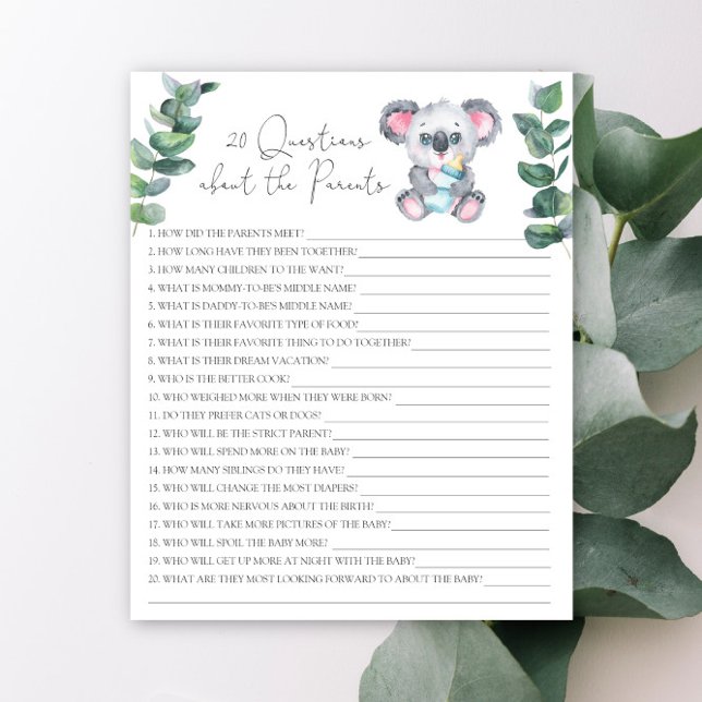 20 Fragen zu den Eltern - Koala Babydusche (Von Creator hochgeladen)