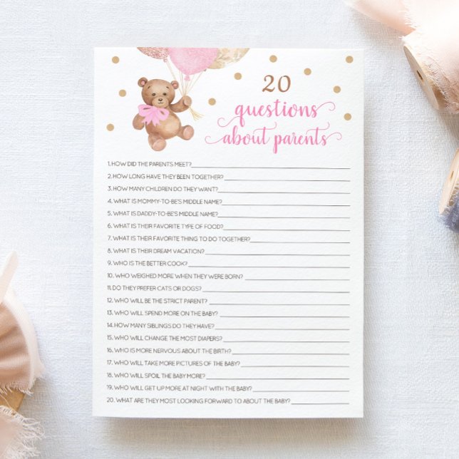 20 Fragen zu den Eltern Teddy Bear Card Einladung (Von Creator hochgeladen)