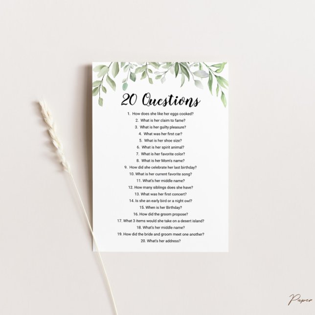 20 Fragen zum Bride Brautparty Game Einladung (Von Creator hochgeladen)