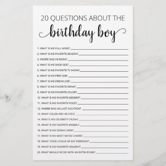 20 Fragen zum Geburtstagsspiel Boy Birthday